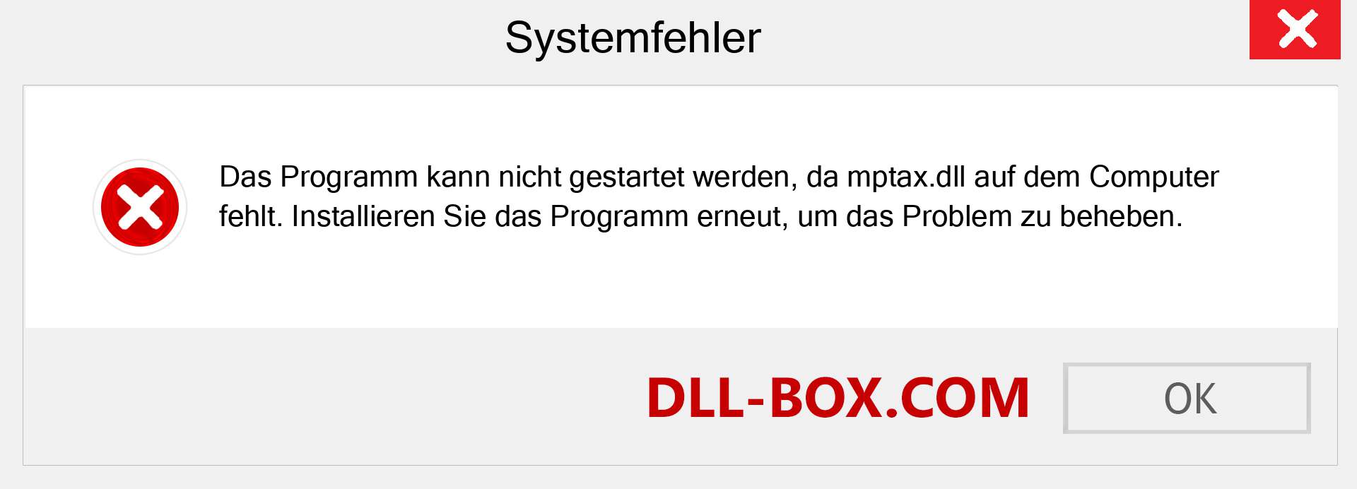 mptax.dll-Datei fehlt?. Download für Windows 7, 8, 10 - Fix mptax dll Missing Error unter Windows, Fotos, Bildern