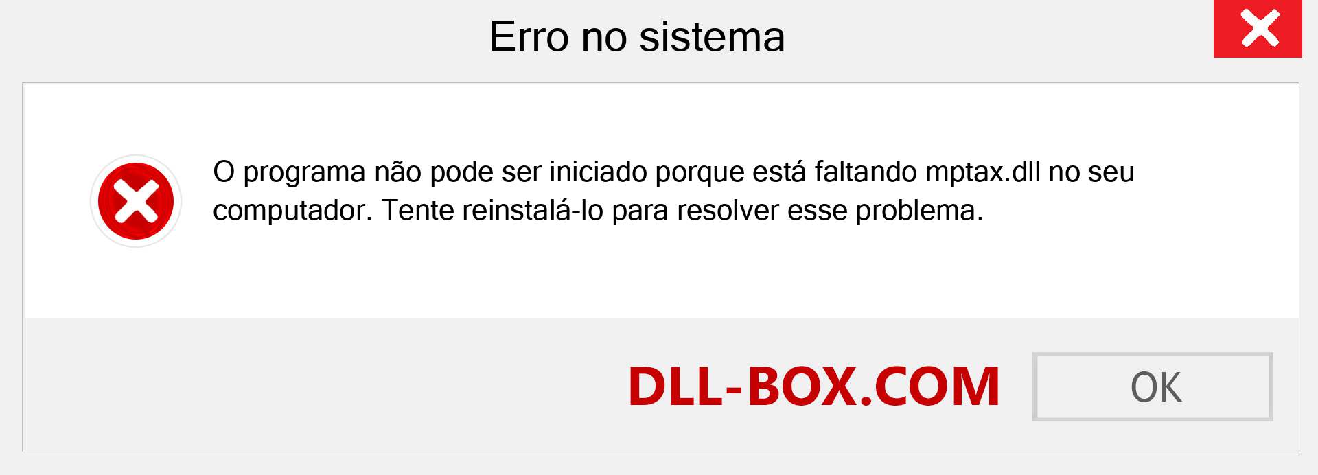 Arquivo mptax.dll ausente ?. Download para Windows 7, 8, 10 - Correção de erro ausente mptax dll no Windows, fotos, imagens